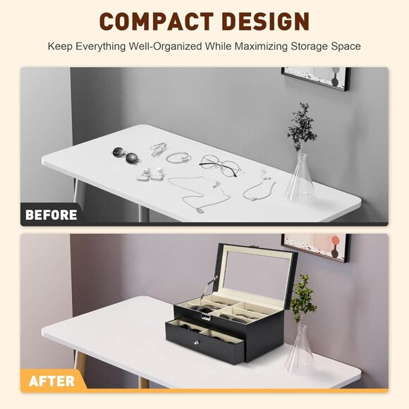 Sunglasses Organizer with 12 Slots, Multiple Eyeglasses Eyewear Display Case for - Picture 8 of 8